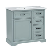Bathroom Vanity With Sink, 2 Tip Out Drawers, Soft Close Hinges - Gray