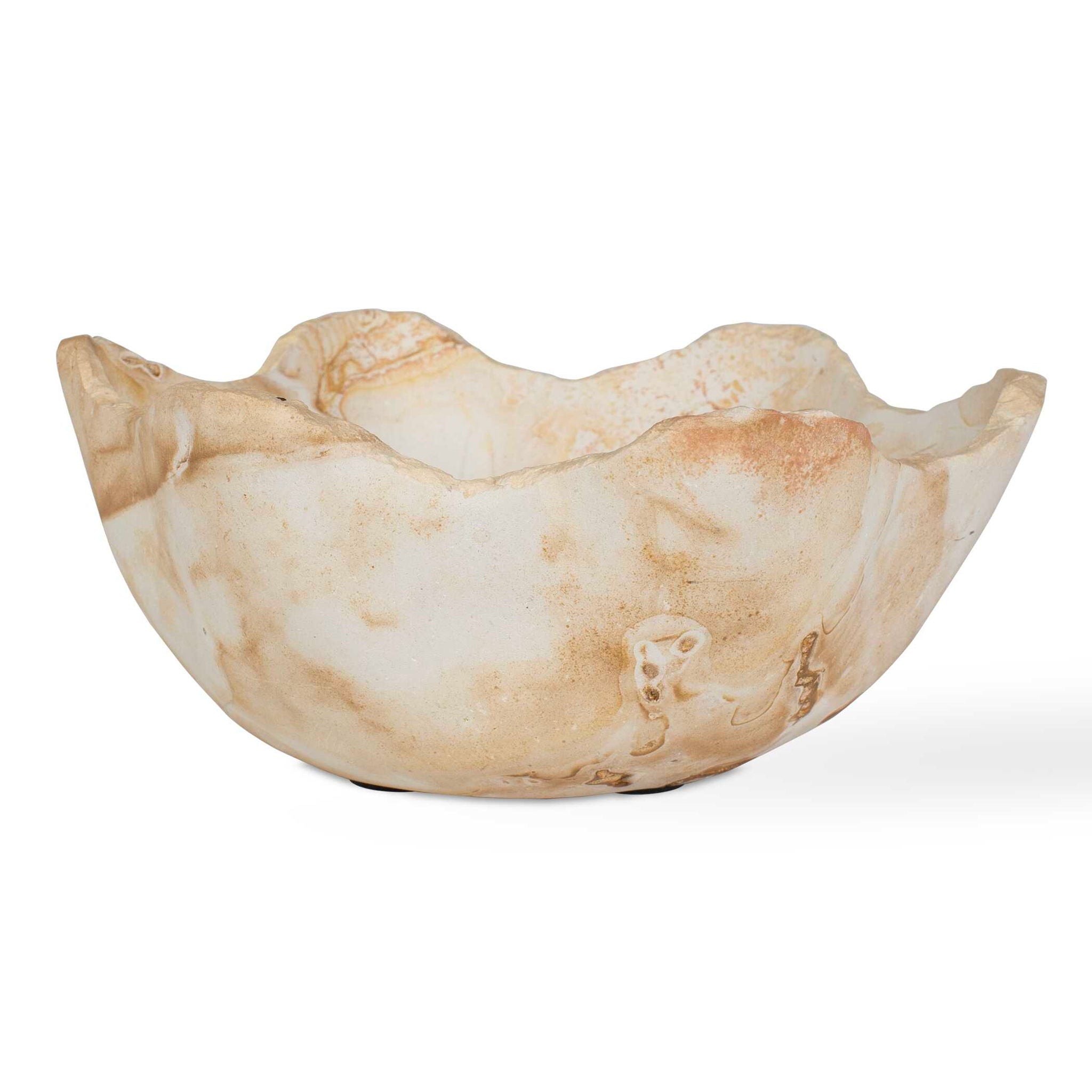 Sahara - Bloom Indoor-Outdoor Stone Bowl - Russet / Ivory / Sand