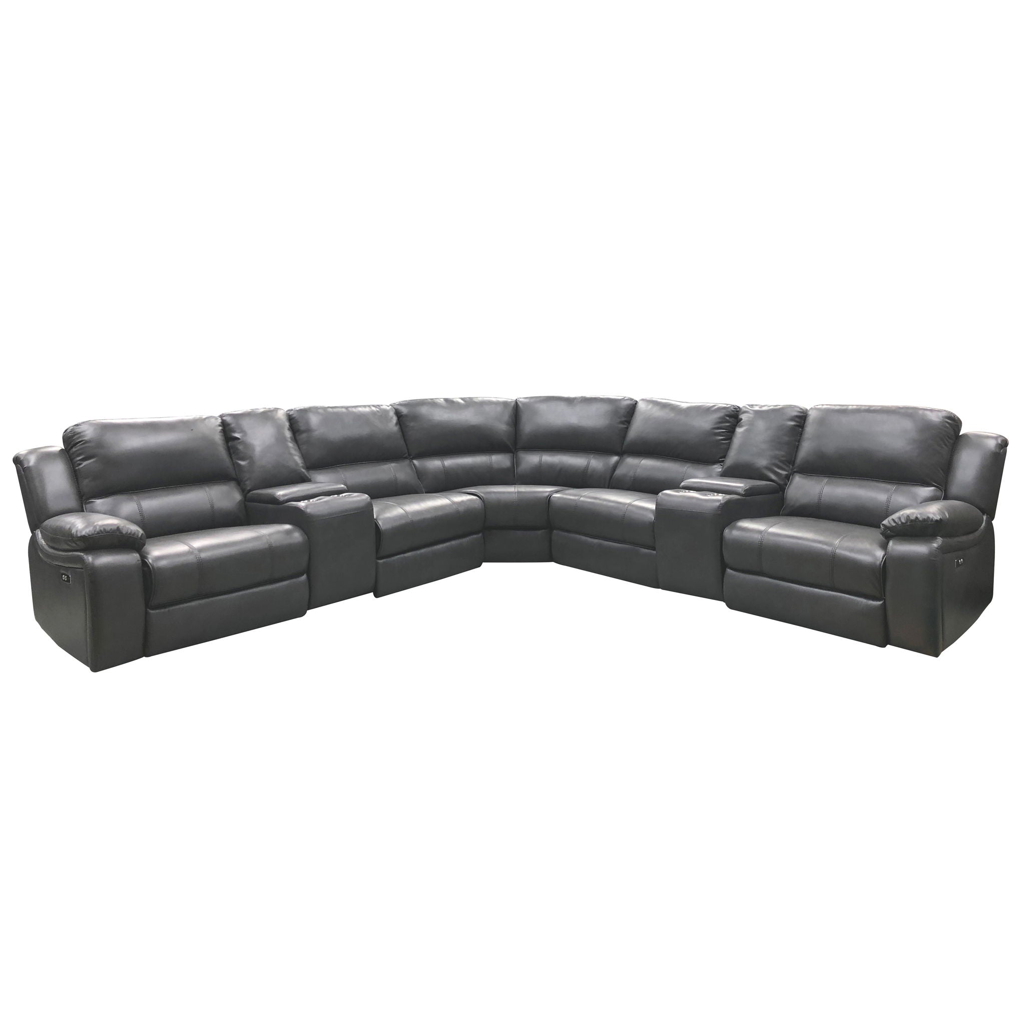 Power Reclining Sectional Sofa With 3 Adjustable Recliners, USB Ports & Cup Holders, Oversized Seating For Living Room - Black