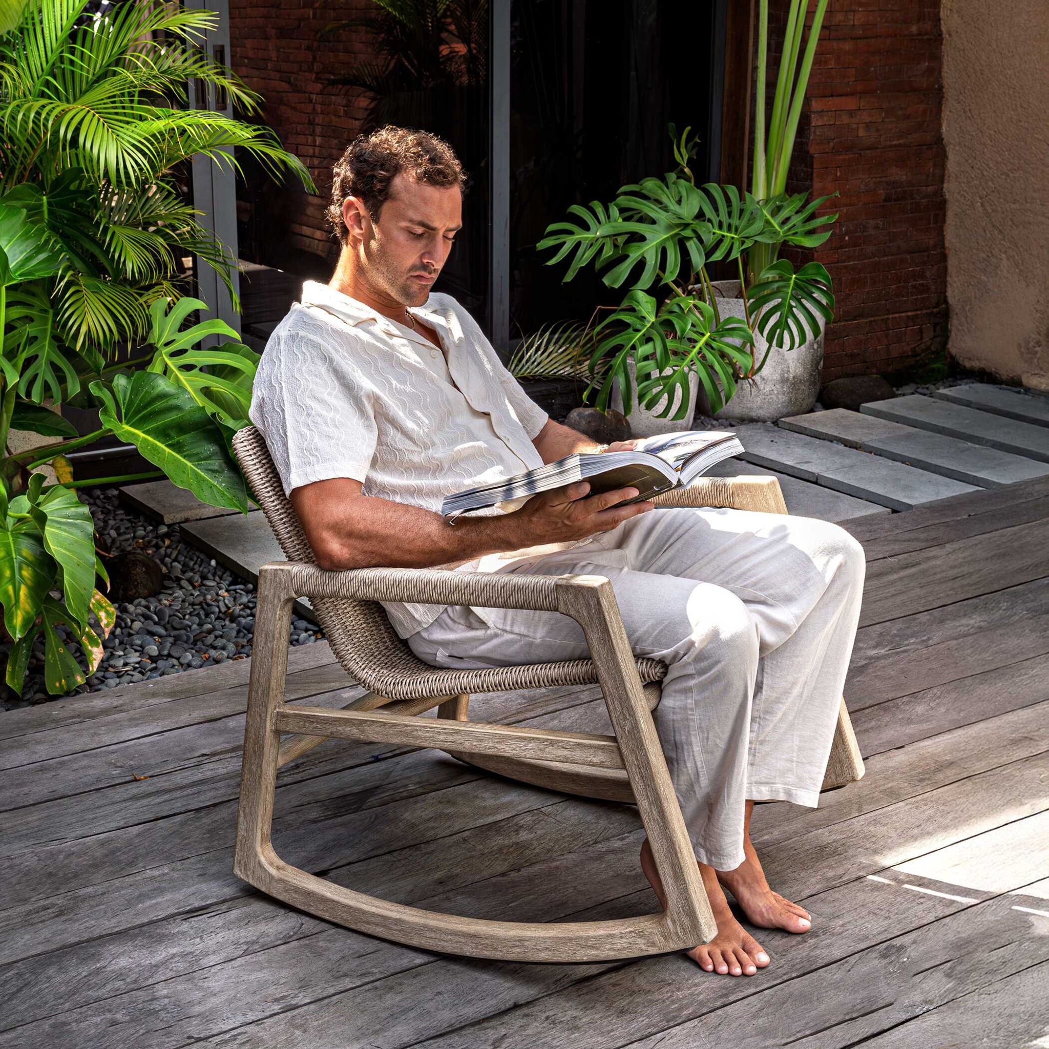 Sumba - Outdoor Wicker Rocking Chair - Gray