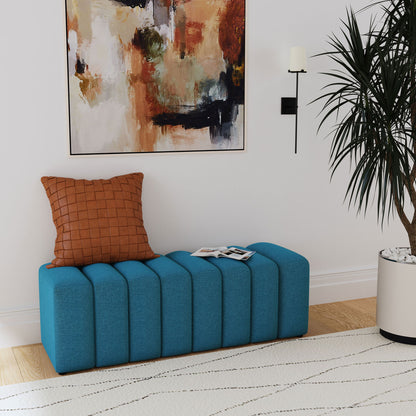 Modern Upholstered Tufted Accent Bench & Round Legs