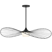 44" Black Aluminum Geometric Wavy LED Dimmable Outdoor Hanging Light