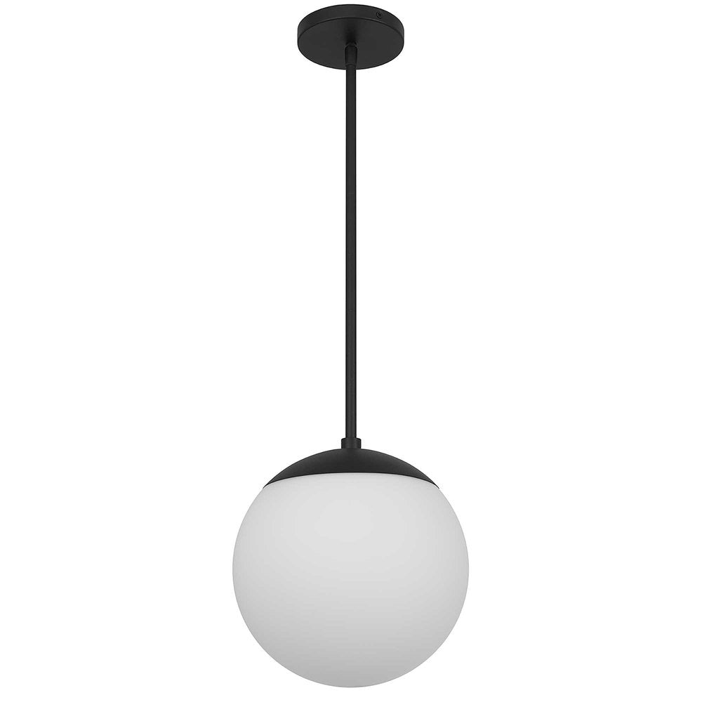 10" Black And White Frosted LED Dimmable Outdoor Globe Hanging Light