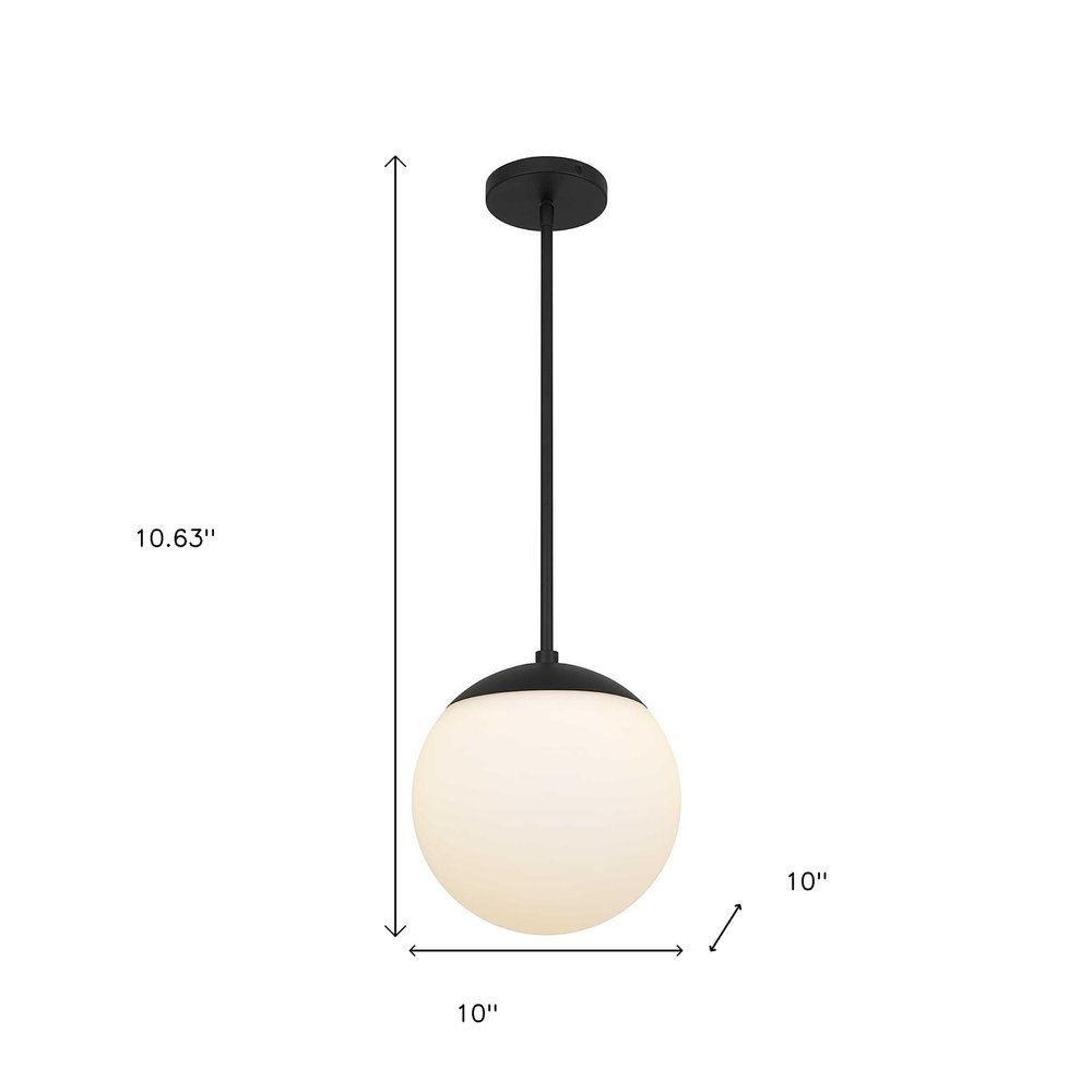 10" Black And White Frosted LED Dimmable Outdoor Globe Hanging Light