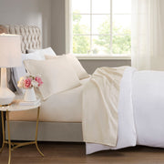600 Thread Count - Queen Cooling Cotton Blend 4 Piece Sheet Set - Ivory
