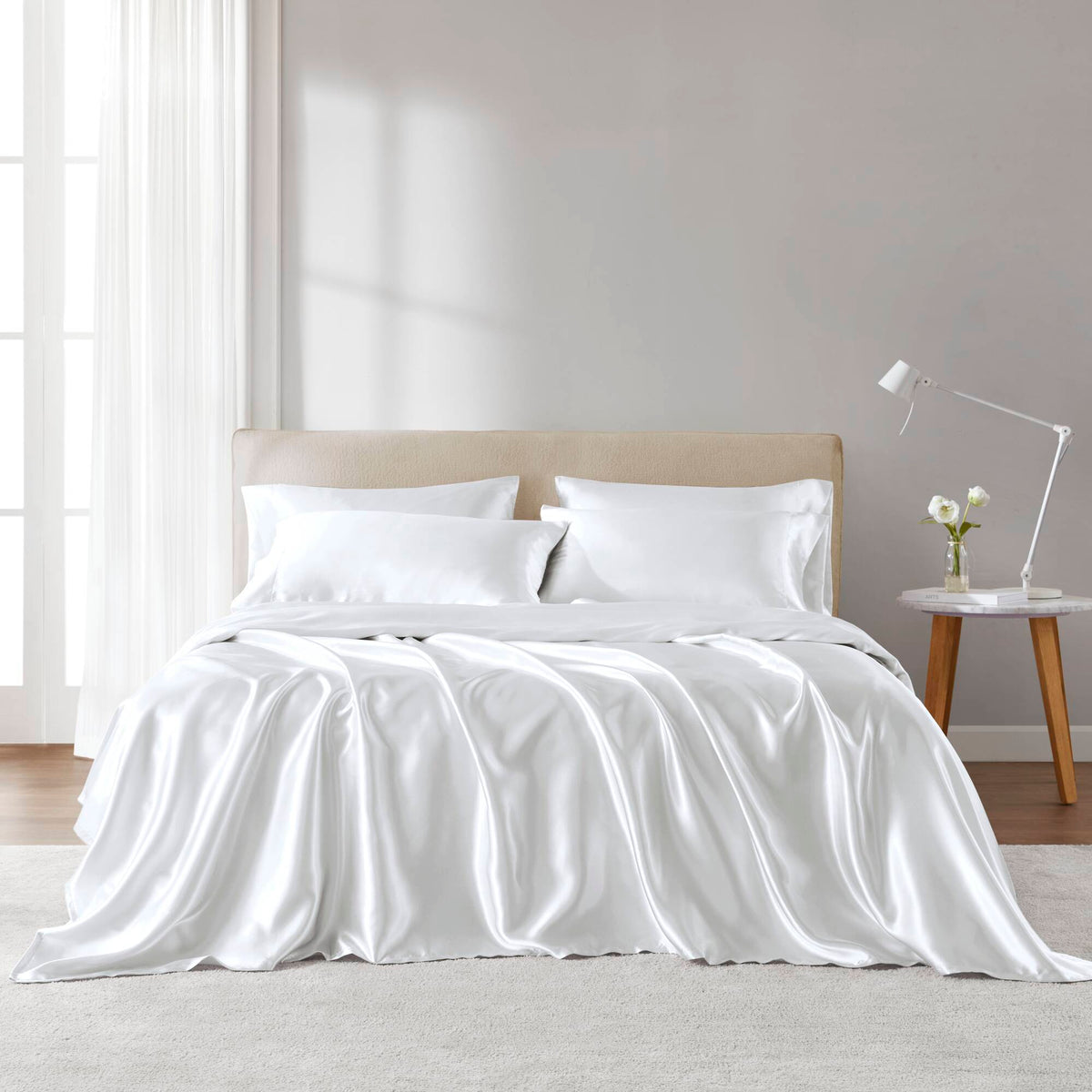 Satin - King Wrinkle Free Luxurious (Set of 6) - White