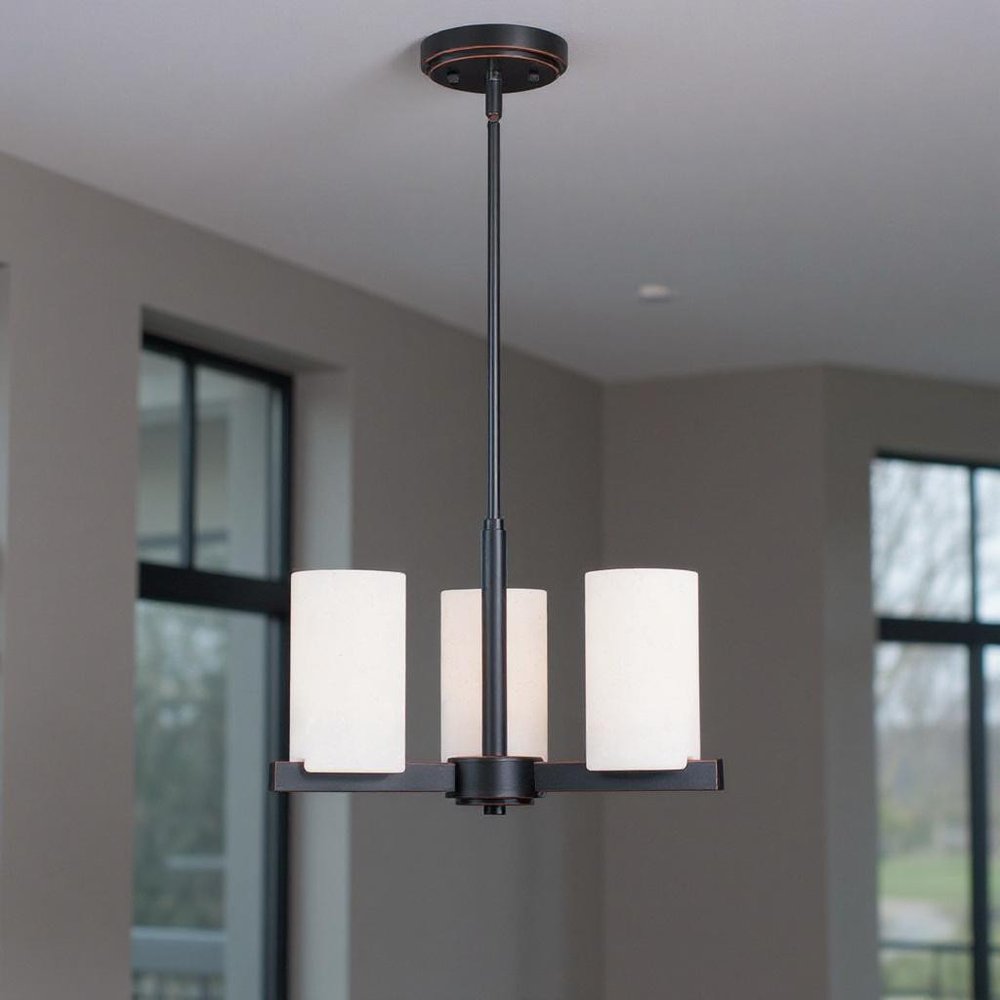 Bronze Three Light Metal Dimmable Chandelier With Shades