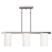Nickel And White Three Light Metal Dimmable Chandelier With Shades