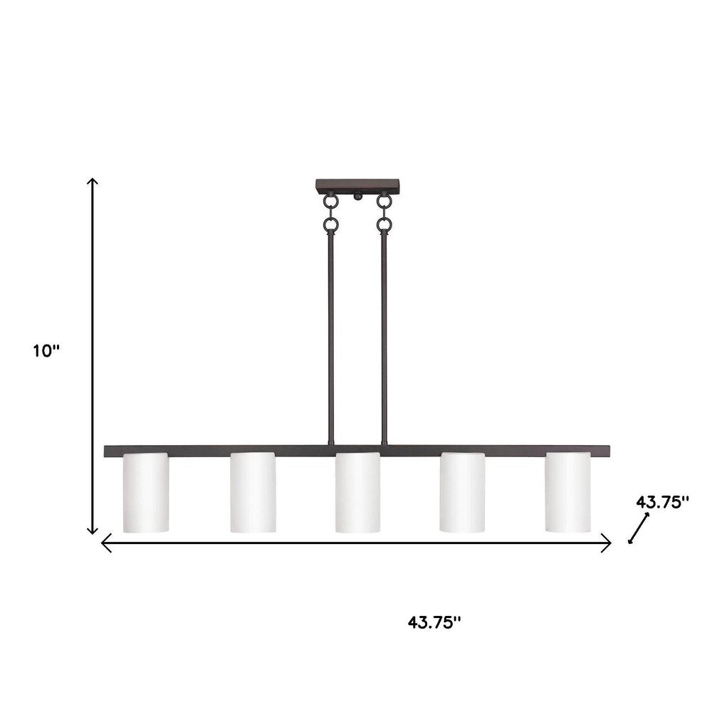 Bronze Five Light Metal Dimmable Chandelier With Shades