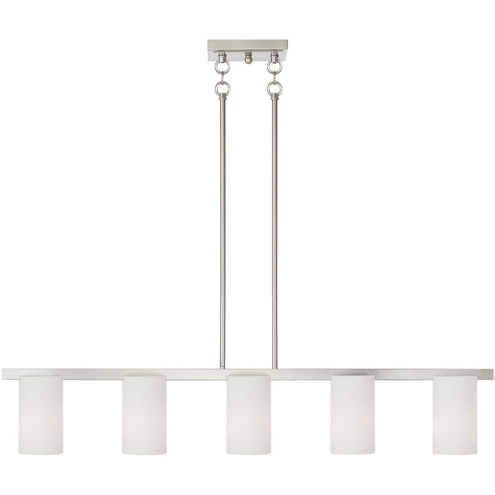 Nickel Five Light Metal Dimmable Chandelier With Shades
