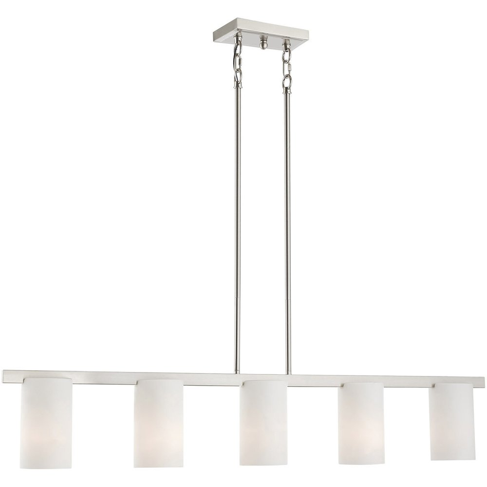 Nickel Five Light Metal Dimmable Chandelier With Shades