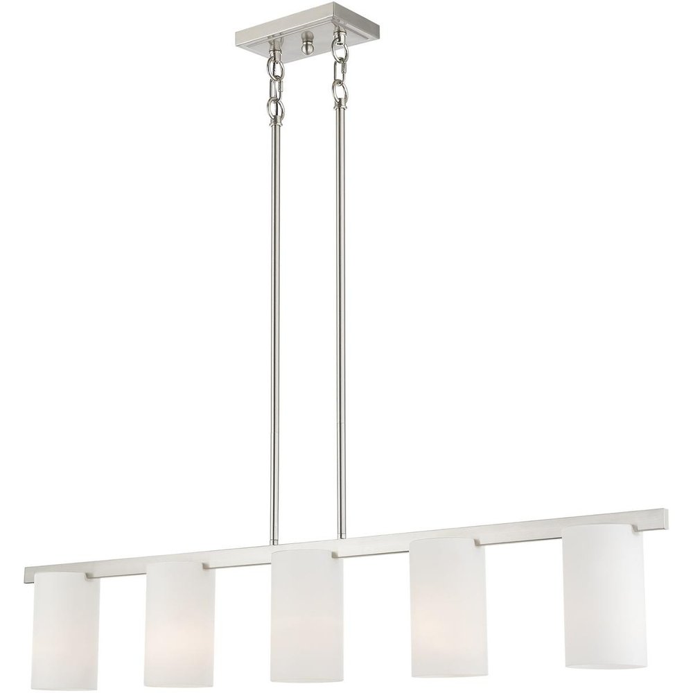 Nickel Five Light Metal Dimmable Chandelier With Shades