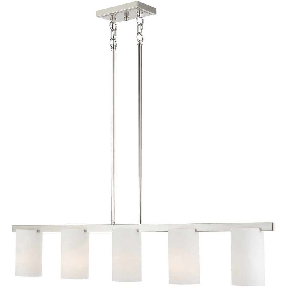 Nickel Five Light Metal Dimmable Chandelier With Shades