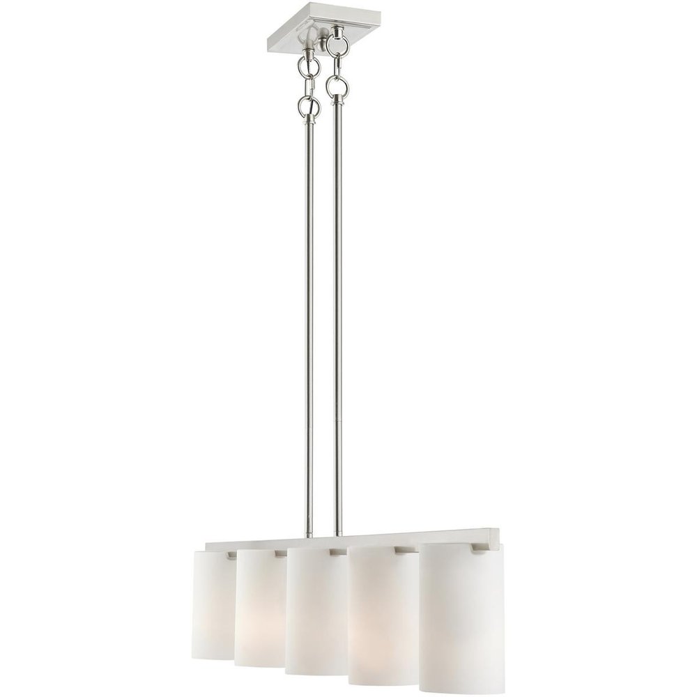 Nickel Five Light Metal Dimmable Chandelier With Shades