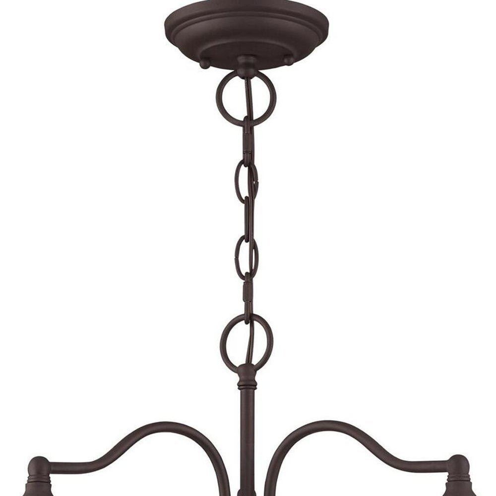 Bronze Three Light Metal Dimmable Chandelier With Shades