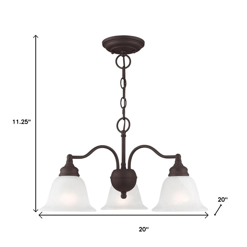 Bronze Three Light Dimmable Chandelier With Shades