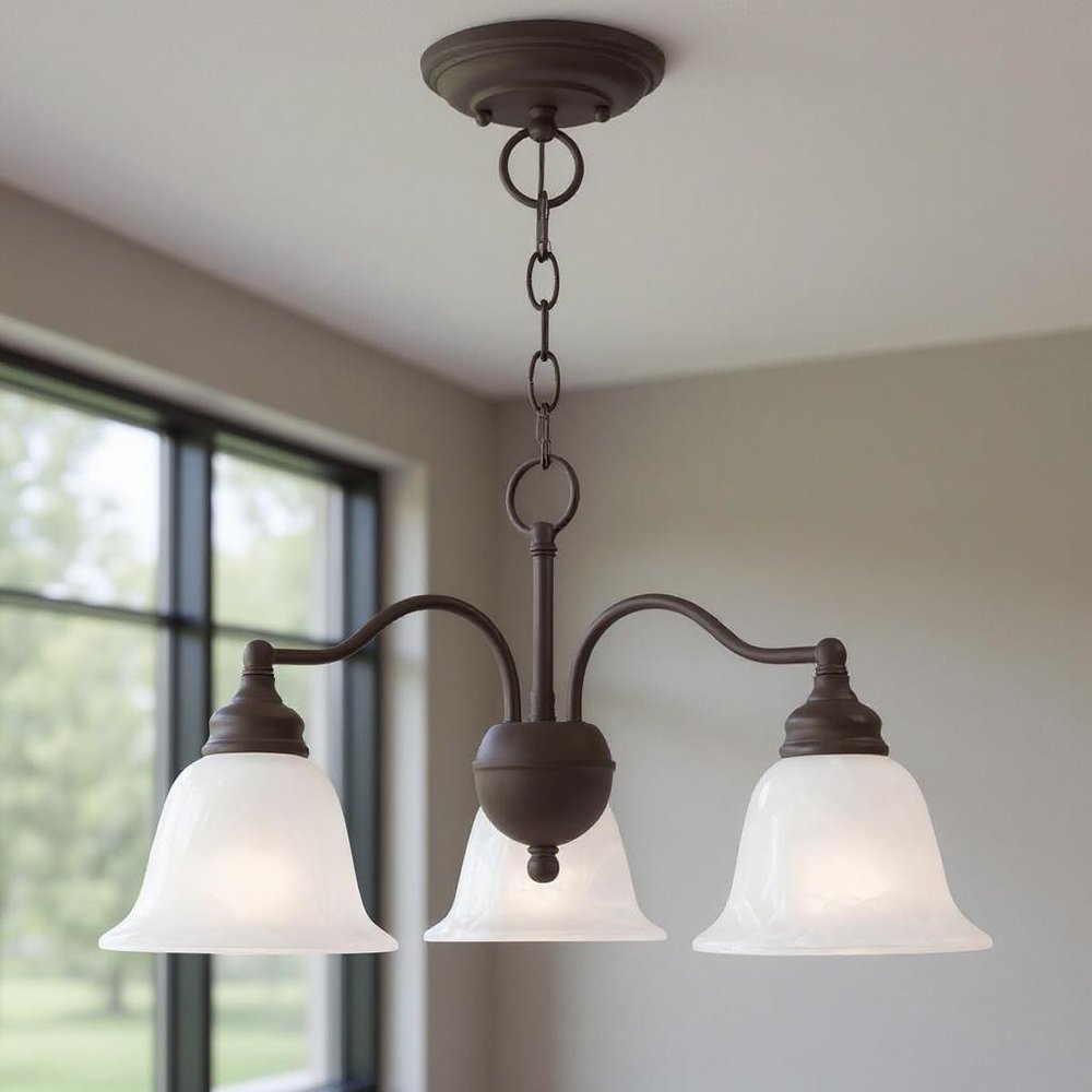 Bronze Three Light Metal Dimmable Chandelier With Shades