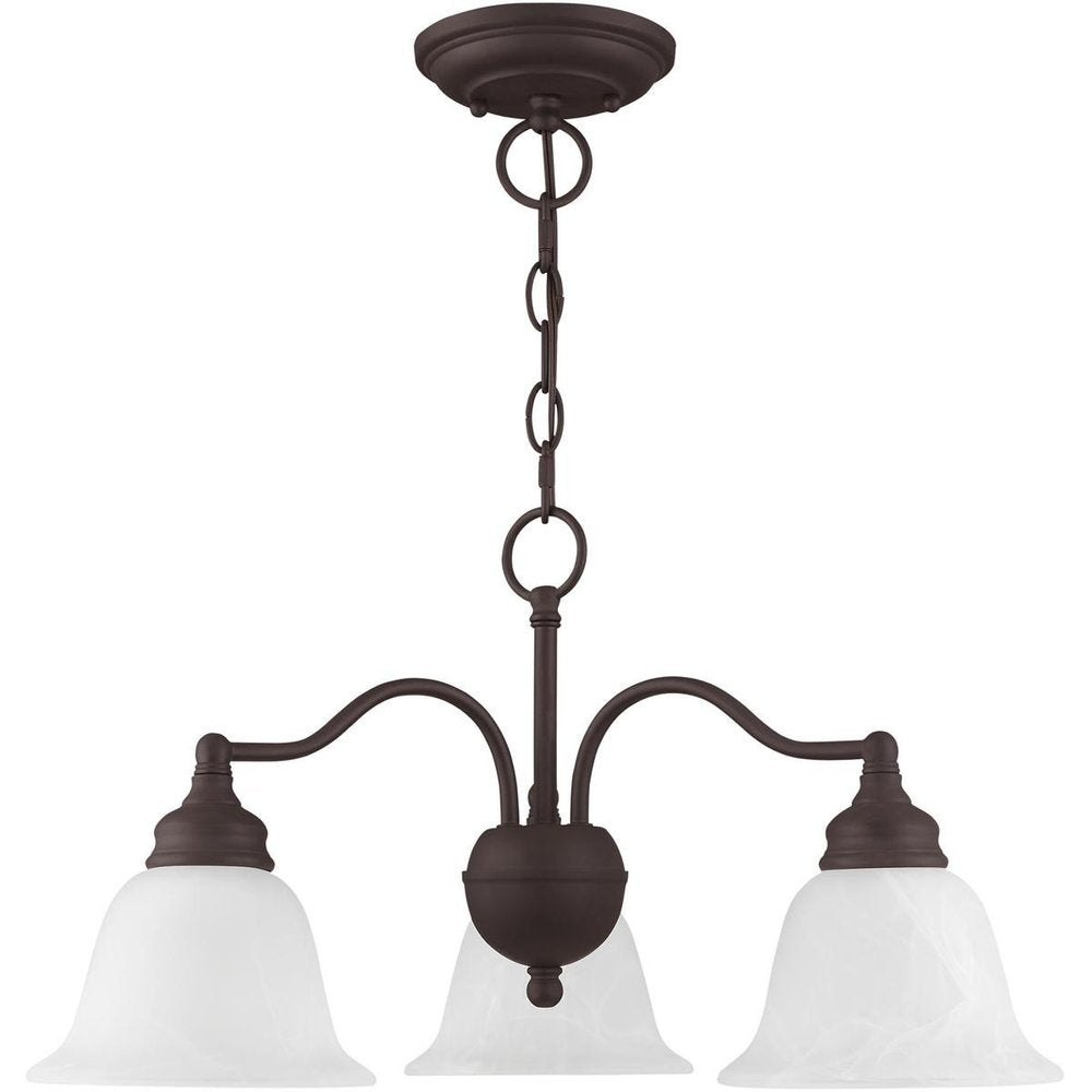 Bronze Three Light Metal Dimmable Chandelier With Shades