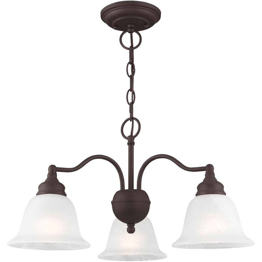 Bronze Three Light Metal Dimmable Chandelier With Shades