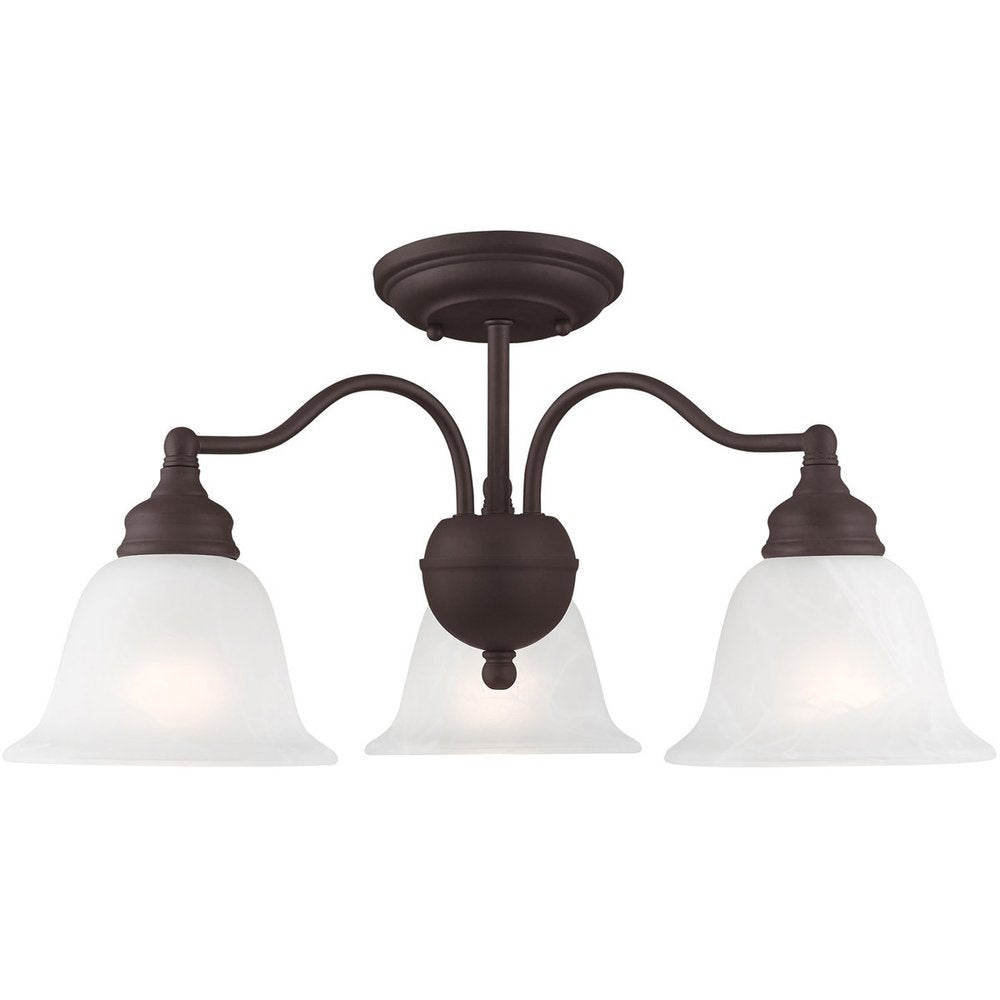 Bronze Three Light Metal Dimmable Chandelier With Shades