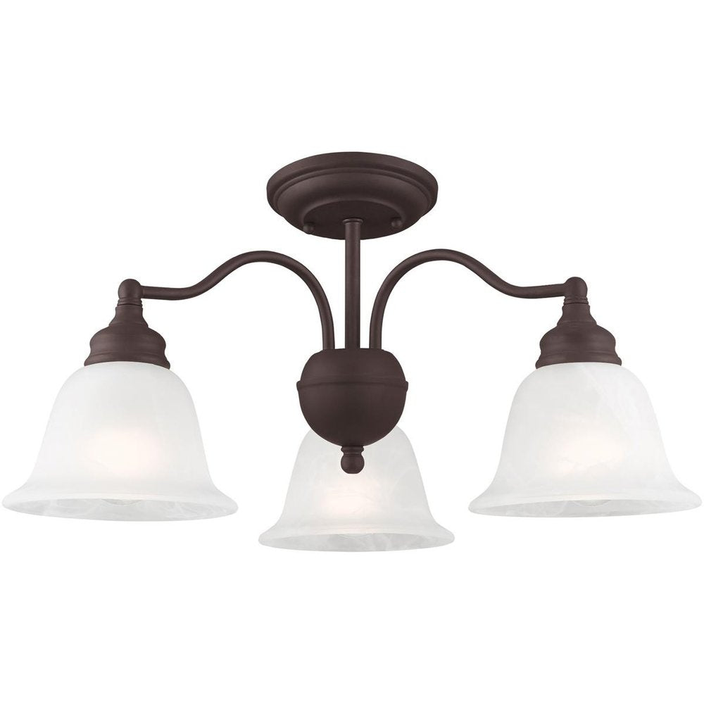 Bronze Three Light Metal Dimmable Chandelier With Shades
