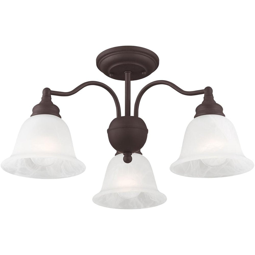 Bronze Three Light Metal Dimmable Chandelier With Shades