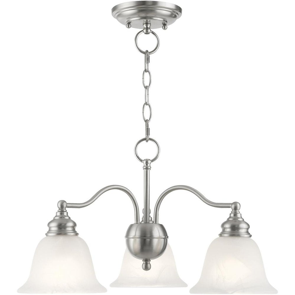 Nickel Three Light Metal Dimmable Chandelier With Shades