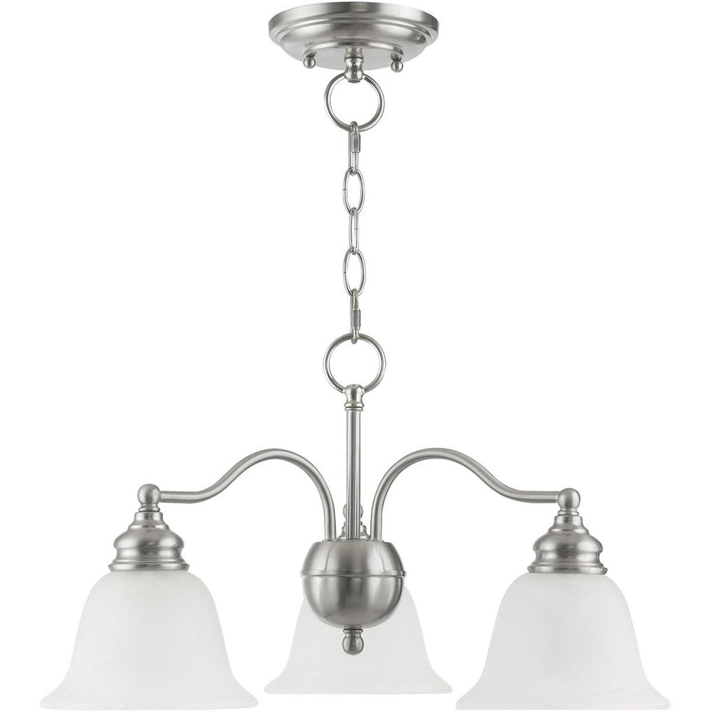 Nickel Three Light Metal Dimmable Chandelier With Shades