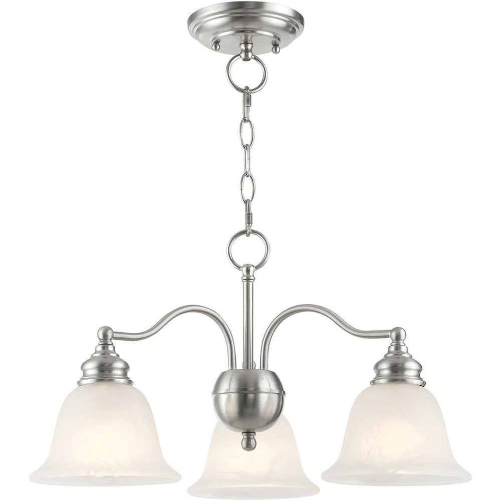 Nickel Three Light Metal Dimmable Chandelier With Shades