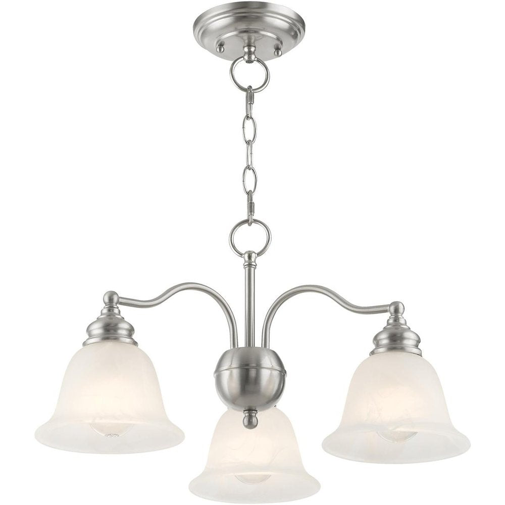 Nickel Three Light Metal Dimmable Chandelier With Shades