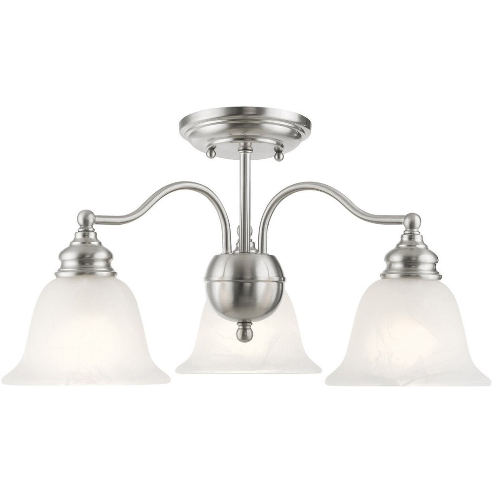 Nickel Three Light Metal Dimmable Chandelier With Shades