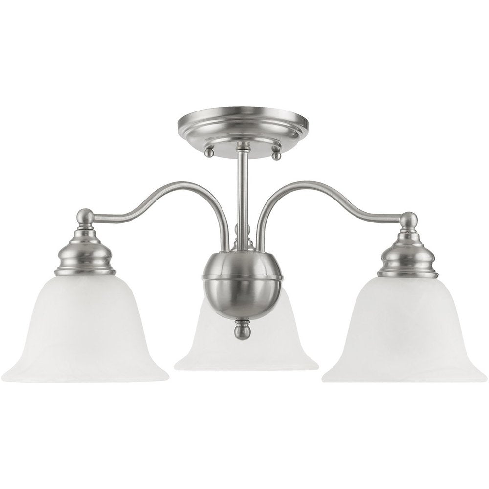 Nickel Three Light Metal Dimmable Chandelier With Shades