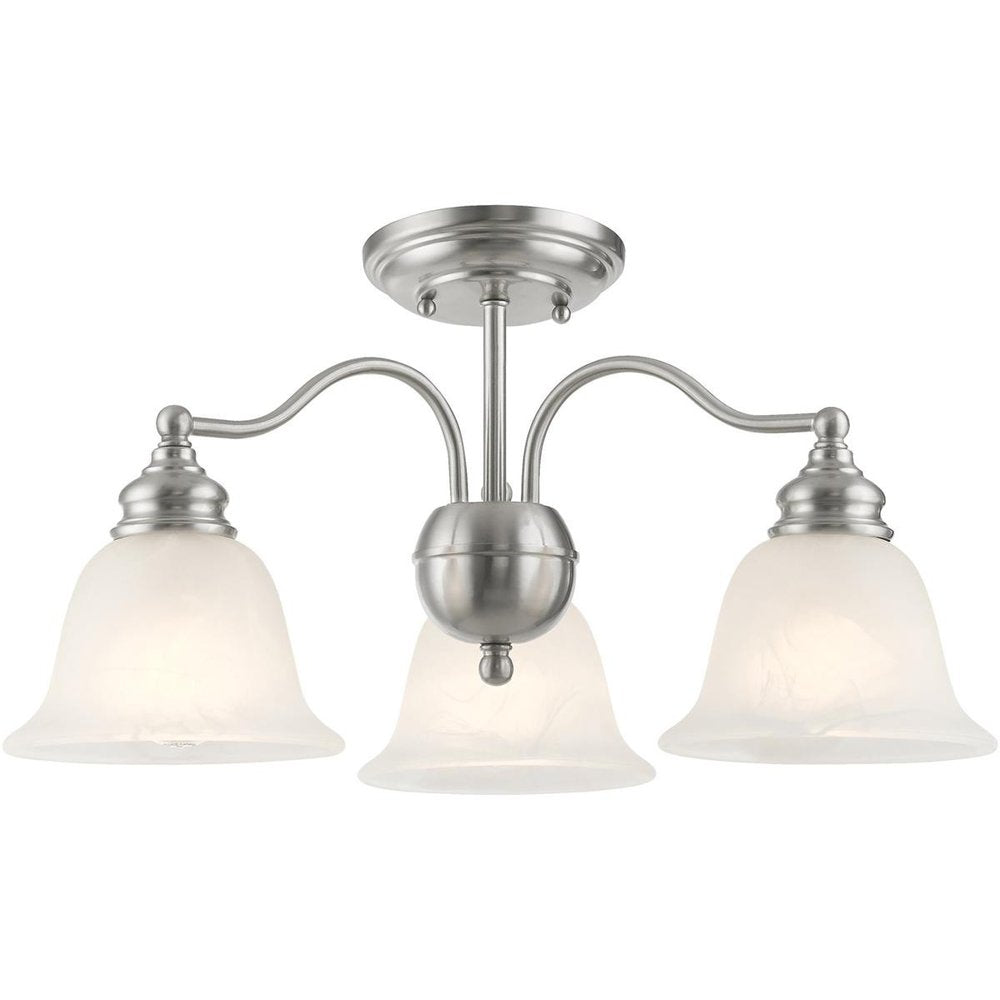 Nickel Three Light Metal Dimmable Chandelier With Shades
