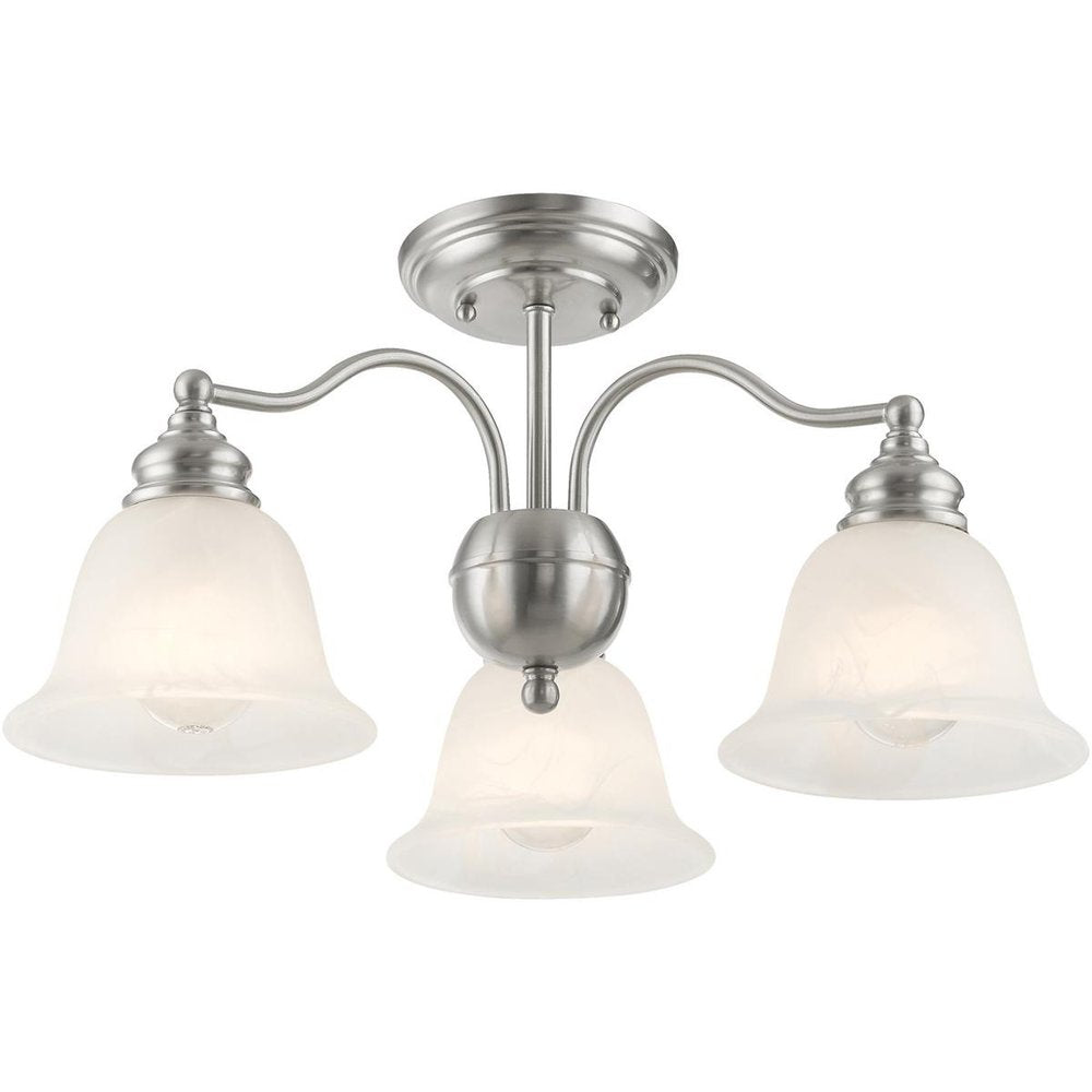 Nickel Three Light Metal Dimmable Chandelier With Shades