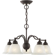 Bronze Five Light Dimmable Chandelier With Shades