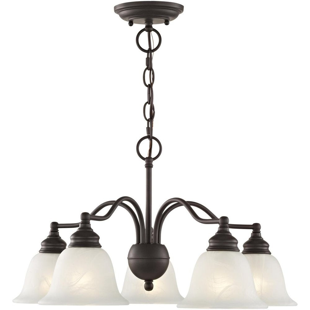 Bronze Five Light Metal Dimmable Chandelier With Shades