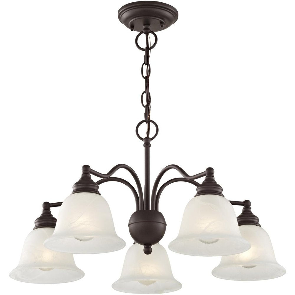 Bronze Five Light Metal Dimmable Chandelier With Shades