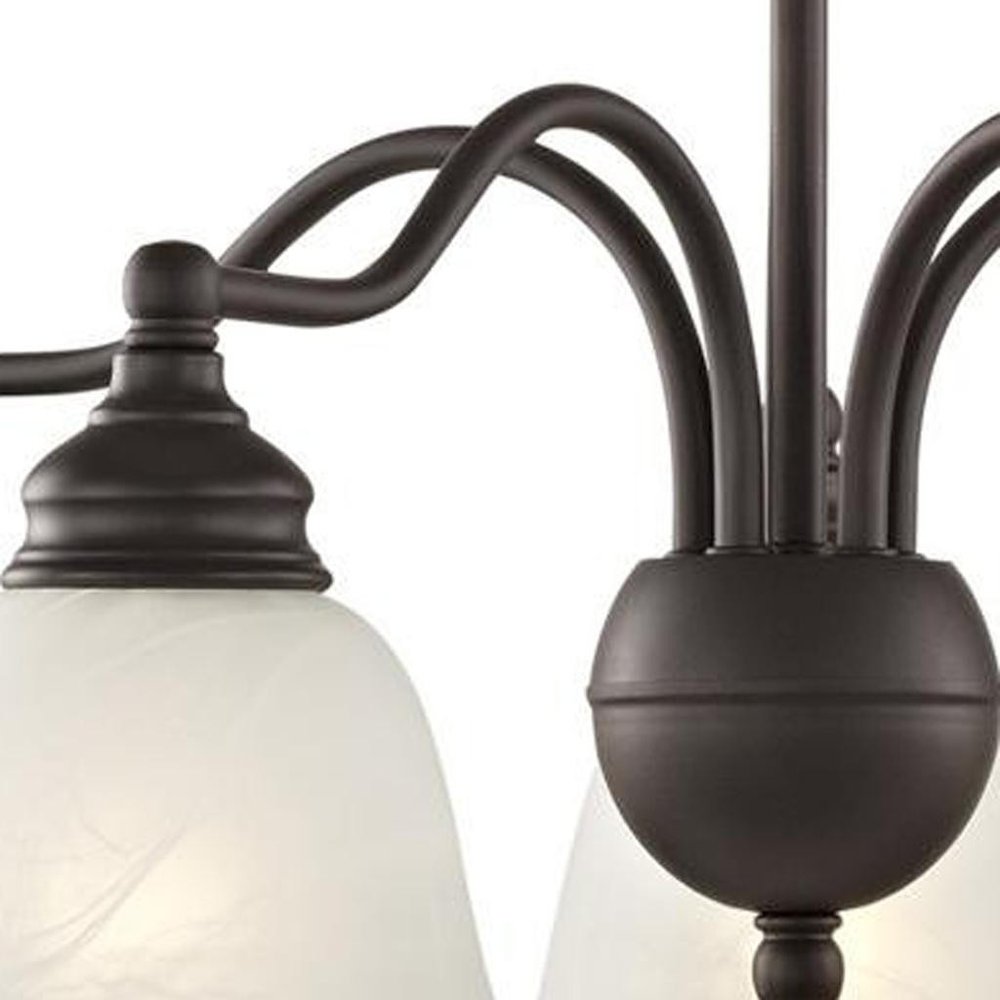 Bronze Five Light Metal Dimmable Chandelier With Shades