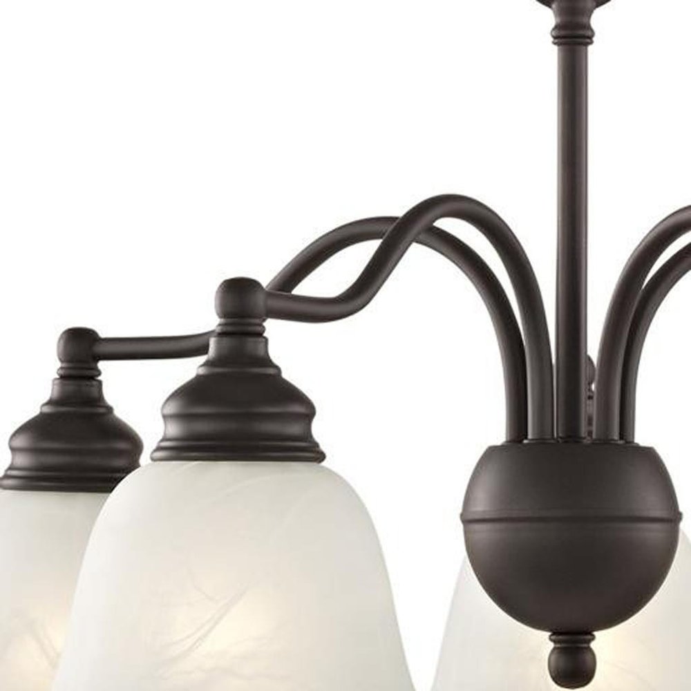 Bronze Five Light Metal Dimmable Chandelier With Shades