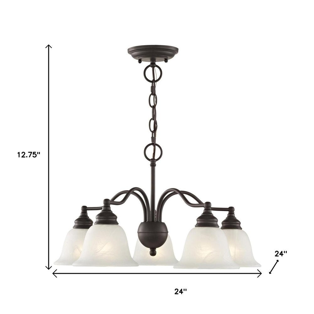 Bronze Five Light Metal Dimmable Chandelier With Shades