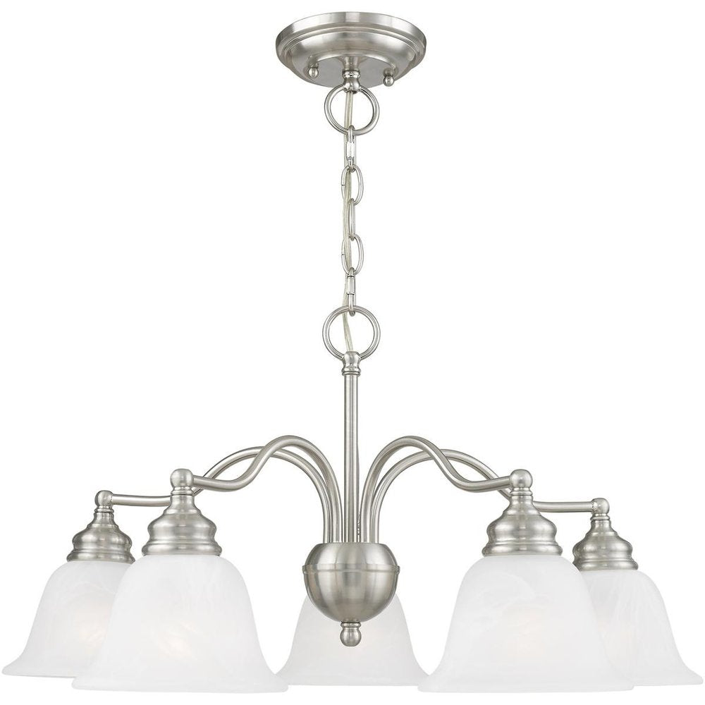 Nickel Five Light Metal Dimmable Chandelier With Shades