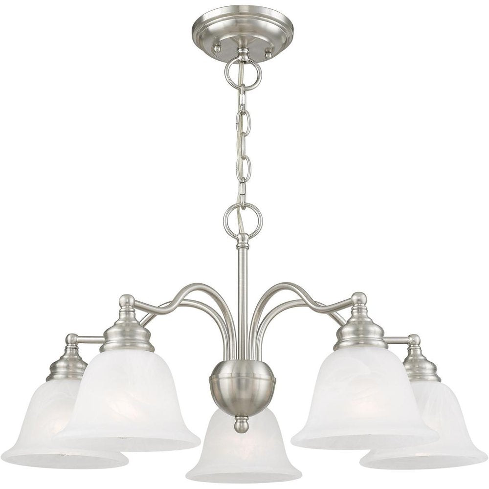 Nickel Five Light Metal Dimmable Chandelier With Shades
