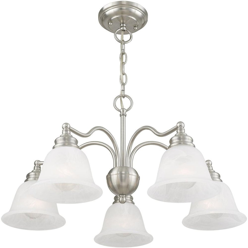 Nickel Five Light Metal Dimmable Chandelier With Shades