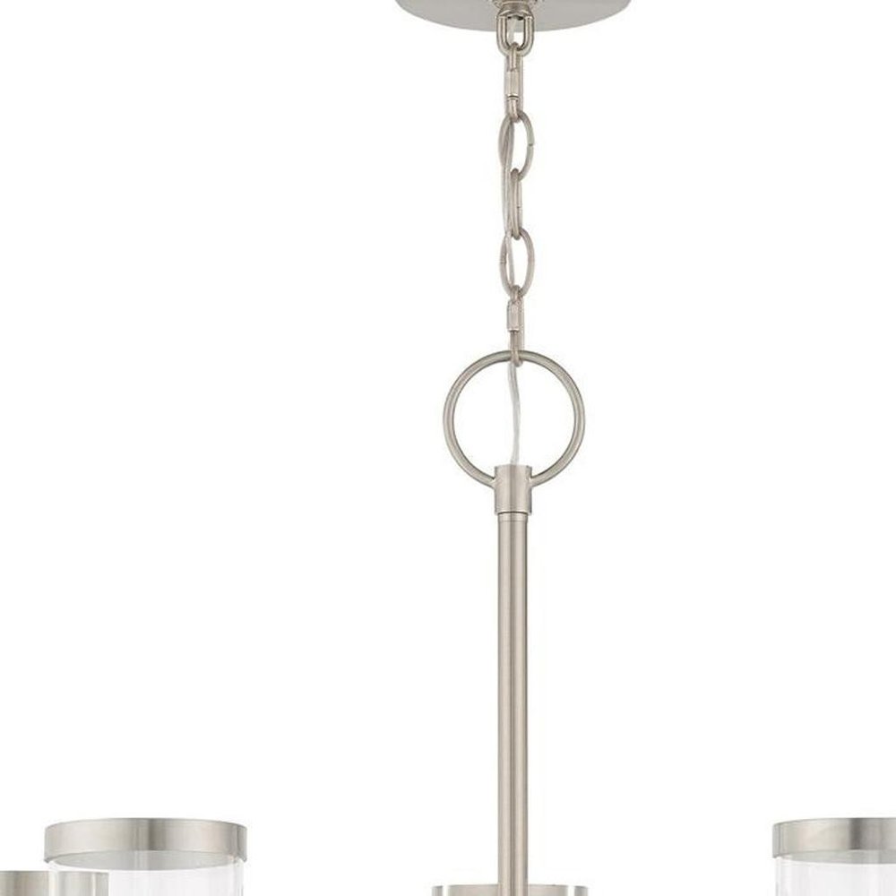 Nickel Five Light Metal Dimmable Chandelier With Shades