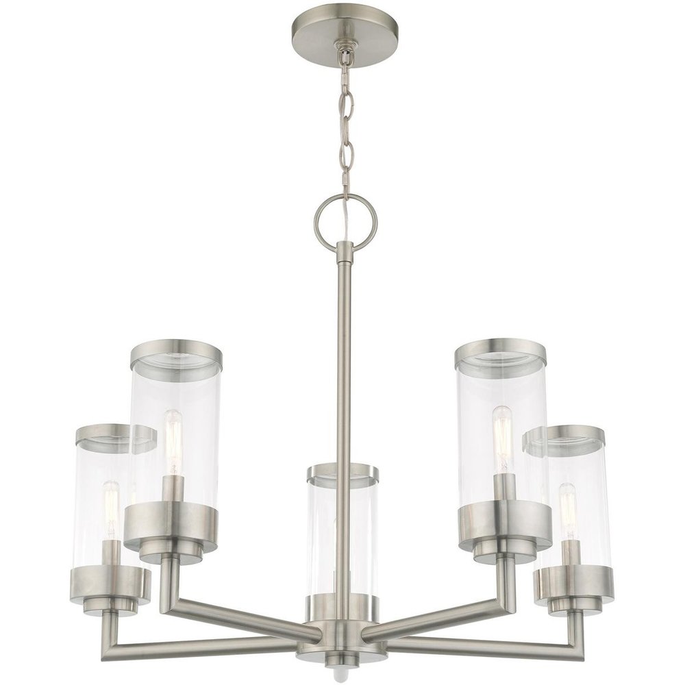 Five Light Dimmable Chandelier With Shades