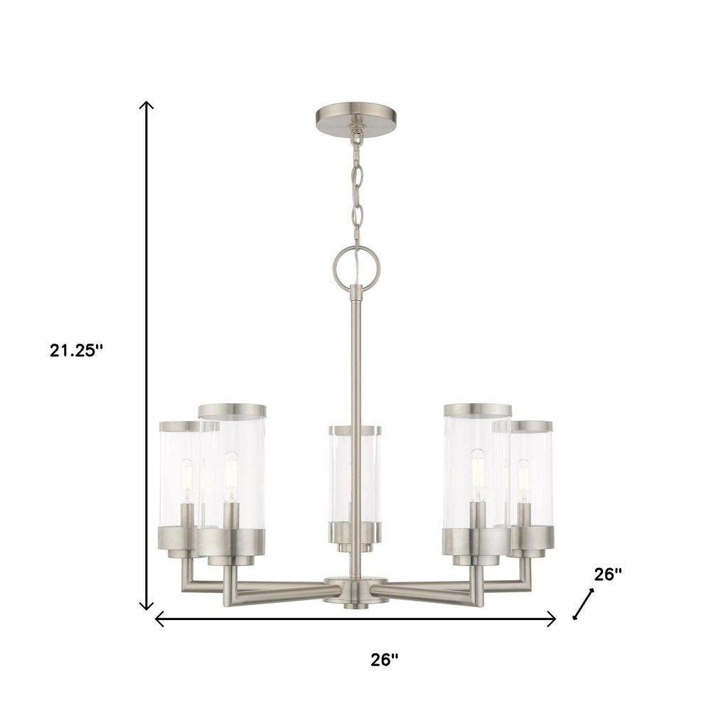 Five Light Dimmable Chandelier With Shades