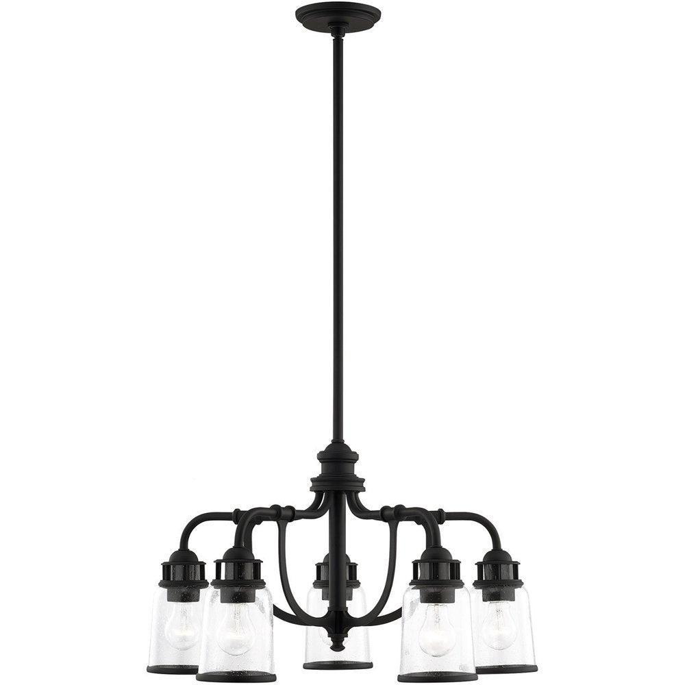 Black Five Light Dimmable Chandelier With Shades