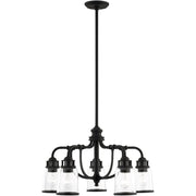 Black Five Light Dimmable Chandelier With Shades