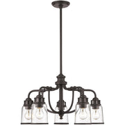 Bronze Five Light Dimmable Chandelier With Shades