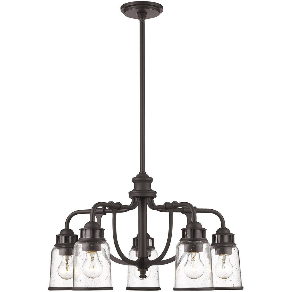 Bronze Five Light Metal Dimmable Chandelier With Shades